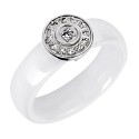 Bague anneau en céramique blanche et cercle pavé de cristaux T58 promotion