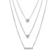 Collier en argent massif 925/000 rhodié trois rangs pastille triangle et rectangle obrillant-bijoux
