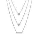 Collier en argent massif 925/1000 rhodié trois rangs pastille triangle et rectangle promo