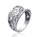 Bague en argent massif 925/000 fines arabesques ciselées style baroque T68
