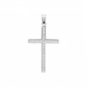 Pendentif grande croix pavé oxydes zirconium blanc et argent
