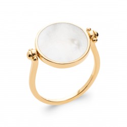Bague en plaqué or réversible pastille ronde en nacre Obrillant-bijoux