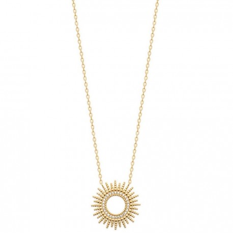 Collier en plaqué or soleil irisé pavé en zirconium obrillant-bijoux
