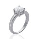 Solitaire accompagné en argent rhodié pavé en pierres zirconium blanc Obrillant-Bijoux