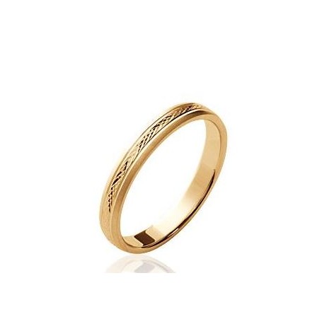 Alliance en plaqué or anneau ciselé 3 mm mixte Obrillant-bijoux