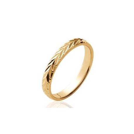 Alliance plaqué or anneau ciselé 3 mm mixte Obrillant-bijoux