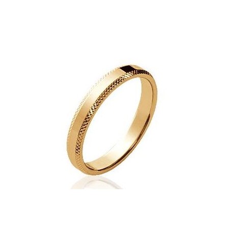 Alliance mariage en plaqué or anneau ciselé 3 mm mixte Obrillant-bijoux