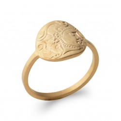 Bague en plaqué or ronde visage finement ciselé style antique Obrillant-bijoux