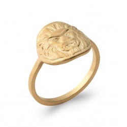 Bague en plaqué or ronde lion finement ciselé style antique Obrillant-bijoux