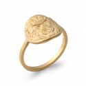 Bague en plaqué or ronde motif lion finement ciselé style antique
