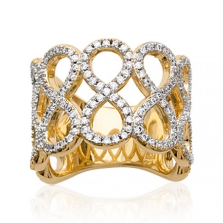 Bague large nœud infini pavé en zirconium blanc st valentin pas chère Obrillant-bijoux