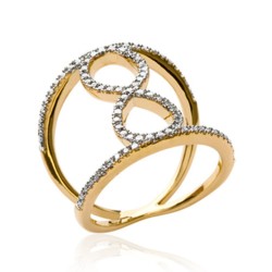 Bague large plaqué or nœud infini pavé en zirconium blanc Obrillant-bijoux