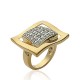 Bague en plaqué or style art déco carré pavé en zirconium blanc Obrillant-bijoux