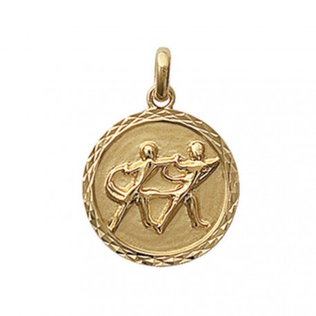 Pendentif plaqué or médaille ciselée gémeaux Obrillant-Bijoux