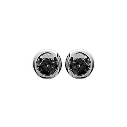 Puces d'oreilles en argent 925/000 rhodié pierre sertie clos en zirconium noir obrillant-bijoux