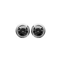 Puces d'oreilles en argent 925 rhodié pierre ronde sertie clos en zirconium noir 3 mm