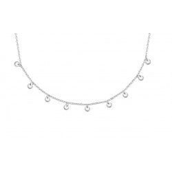 Collier en argent 925 rhodié avec petites pampilles en cristal blanc pas cher obrillant-bijoux