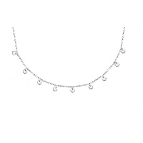 Collier en argent 925 rhodié avec petites pampilles en cristal blanc pas cher obrillant-bijoux