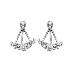 Lobes d'oreilles en argent 925/000 rhodié grappe pavé en zirconium blanc obrillant-bijoux