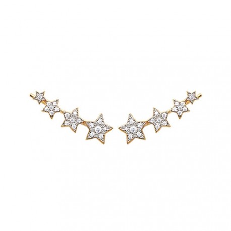 Boucles contours d'oreilles plaqué or étoiles pavé zirconium blanc obrillant-bijoux