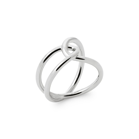 Bague en argent 925/1000 rhodié anneau deux rangs entrelacés pas chère Obrillant-bijoux