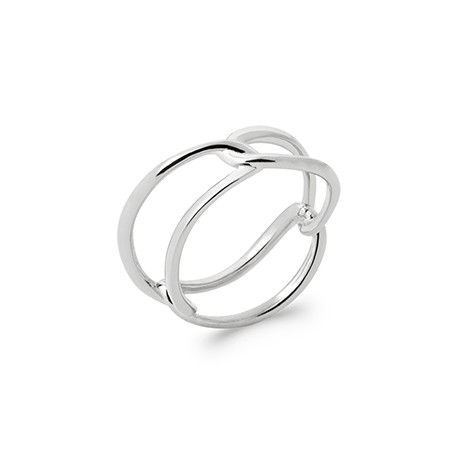 Bague en argent 925/1000 rhodié anneau deux rangs entrelacés pas chère Obrillant-bijoux