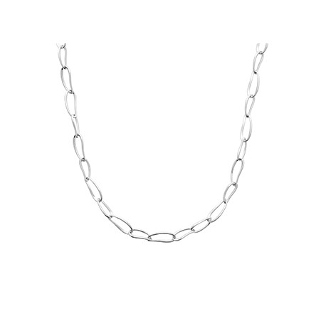 Collier en argent 925/000 rhodié maillons irrégulier pas cher obrillant-bijoux