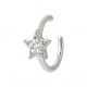 Bague d'oreilles en argent 925/1000 rhodié étoile en zirconium blanc pas chere obrillant-bijoux