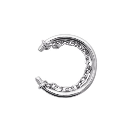 Bague d'oreilles en argent 925 rhodié avec petite chaine pas chere obrillant-bijoux