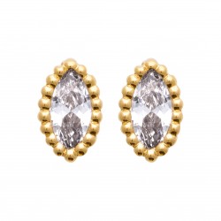 Puces d'oreilles en plaqué or avec pierre goutte en oxyde de zirconium pas chères obrillant-bijoux