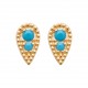 Puces d'oreilles en plaqué or goutte pavé en cristal bleu pas chères obrillant-bijoux