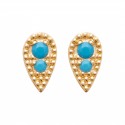 Puces d'oreilles en plaqué or goutte pavé en cristal bleu