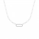 Collier argent maille rectangulaire maillon pavé en zirconium blanc