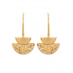 Boucles d'oreilles crochets en plaqué or demi cercles martelés Obrillant-Bijoux