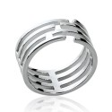 Bague argent 925 rhodié 4 rangs mixte T 58 promotion