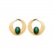Boucles d'oreilles pendantes en plaqué or cercles pierres en malachite véritable obrillant-bijoux
