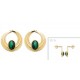 Boucles d'oreilles pendantes en plaqué or cercles pierres en malachite véritable obrillant-bijoux