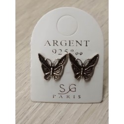 Boucles d'oreilles puces en argent 925/000 papillon en promo obrillant-bijoux