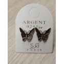 Boucles d'oreilles puces en argent 925/1000 papillon promo