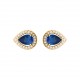 Puces d'oreilles en plaqué or pierre goutte en cristal bleue pas chère obrillant-bijoux