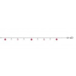 Bracelet en argent 925 rhodié avec petites pampilles en cristal rose pas cher obrillant-bijoux