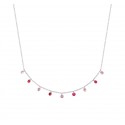 Collier en argent 925 rhodié avec petites pampilles en cristal rose
