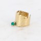 Bague large Bohm en acier inoxydable doré pampille pierre en Malachite Obrillant-Bijoux