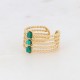 Bague Bohm en acier inoxydable dorée 4 rangs avec pierres en Malachite Obrillant-Bijoux
