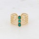 Bague Bohm en acier inoxydable dorée 4 rangs avec pierres en Malachite Obrillant-Bijoux