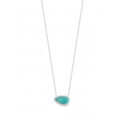 Collier en argent pierre ovale en Amazonite véritable contours en zirconium obrillant-bijoux