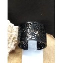Bague acier inoxydable noir motifs ajourés T 60 promotion