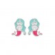 Boucles d'oreilles enfant en argent rhodié sirène en émail pas cher obrillant-bijoux