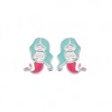 Boucles d'oreilles enfant en argent 925 rhodié sirène