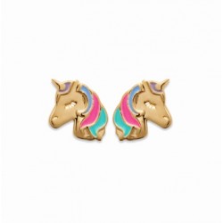 Boucles d'oreilles enfant plaqué or Licorne pas cher obrillant-bijoux